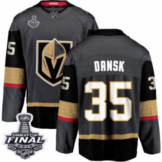Men's Vegas Golden Knights #35 Oscar Dansk Authentic Black Home Fanatics Branded Breakaway 2018 Stanley Cup Final NHL Jersey - Ujersey