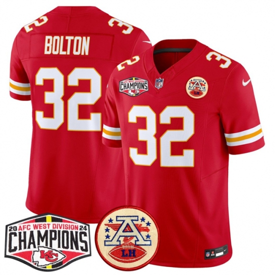 Men's Kansas City Chiefs #32 Nick Bolton Red F.U.S.E. 2024 AFC West Division Champions Vapor Limited Stitched Football Jersey - Ujersey