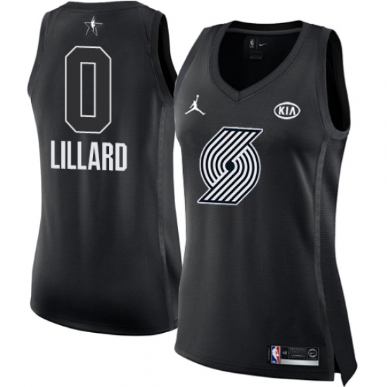 Women's Nike Jordan Portland Trail Blazers #0 Damian Lillard Swingman Black 2018 All-Star Game NBA Jersey - Ujersey