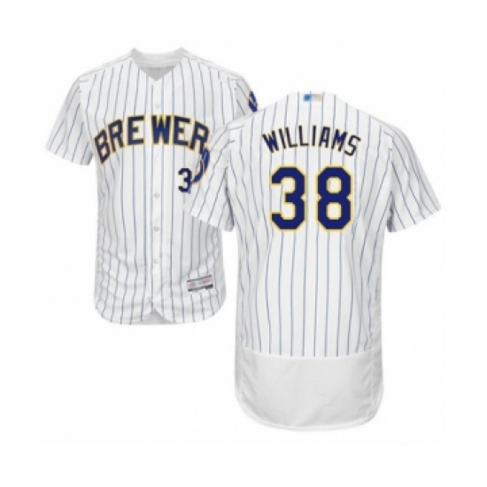 Men's Milwaukee Brewers #38 Devin Williams White Home Flex Base Authentic Collection Baseball Player Jersey - Ujersey