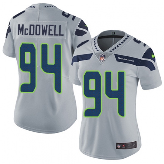 Women's Nike Seattle Seahawks #94 Malik McDowell Grey Alternate Vapor Untouchable Limited Player NFL Jersey - Ujersey