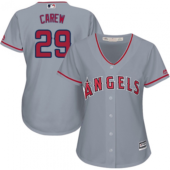 Women's Majestic Los Angeles Angels of Anaheim #29 Rod Carew Authentic Grey Road Cool Base MLB Jersey - Ujersey