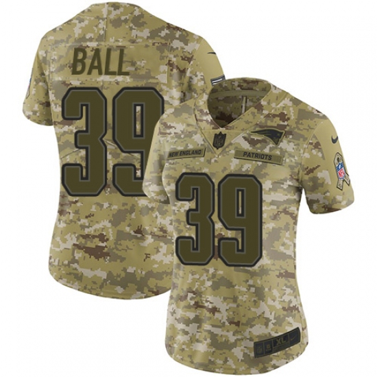 Women's Nike New England Patriots #39 Montee Ball Limited Camo 2018 Salute to Service NFL Jersey - Ujersey