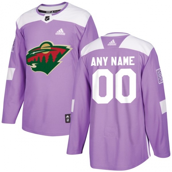 Men's Minnesota Wild adidas Purple Hockey Fights Cancer Custom Practice Jersey - Ujersey
