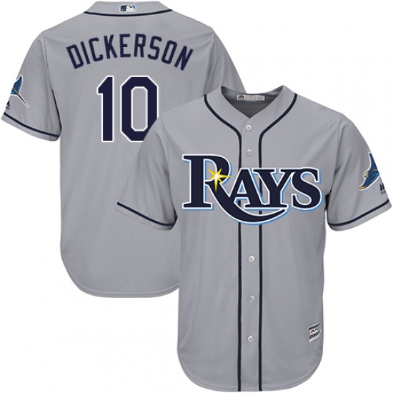 Youth Majestic Tampa Bay Rays #10 Corey Dickerson Replica Grey Road Cool Base MLB Jersey - Ujersey
