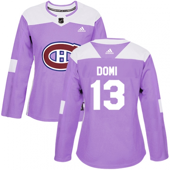 Women's Adidas Montreal Canadiens #13 Max Domi Authentic Purple Fights Cancer Practice NHL Jersey - Ujersey