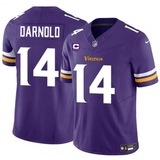 Men's Minnesota Vikings #14 Sam Darnold Purple 2024 F.U.S.E. With 4-Star C Vapor Untouchable Limited Stitched Jersey