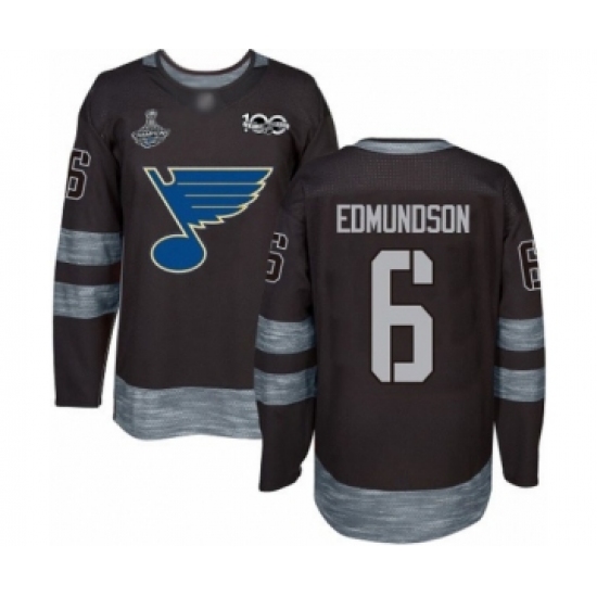 Men's St. Louis Blues #6 Joel Edmundson Authentic Black 1917-2017 100th Anniversary 2019 Stanley Cup Champions Hockey Jersey - Ujersey