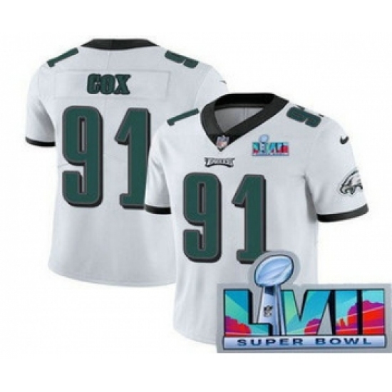 Men's Philadelphia Eagles #91 Fletcher Cox Limited White Super Bowl LVII Vapor Jersey - Ujersey