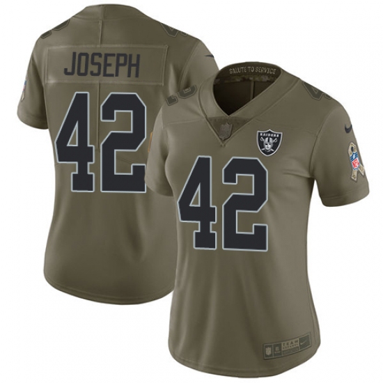 Women's Nike Oakland Raiders #42 Karl Joseph Limited Olive 2017 Salute to Service NFL Jersey
