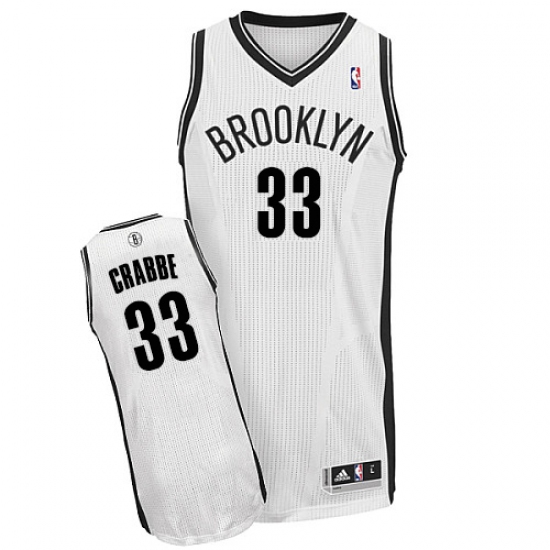 Men's Adidas Brooklyn Nets #33 Allen Crabbe Authentic White Home NBA Jersey - Ujersey