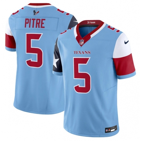 Men's Houston Texans #5 Jalen Pitre Blue 2024 F U S E V5 Limited Stitched Football Jersey - Ujersey