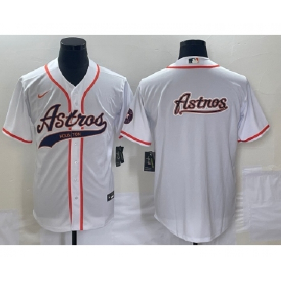 Men's Houston Astros White Team Big Logo Cool Base Stitched Baseball Jersey - Ujersey