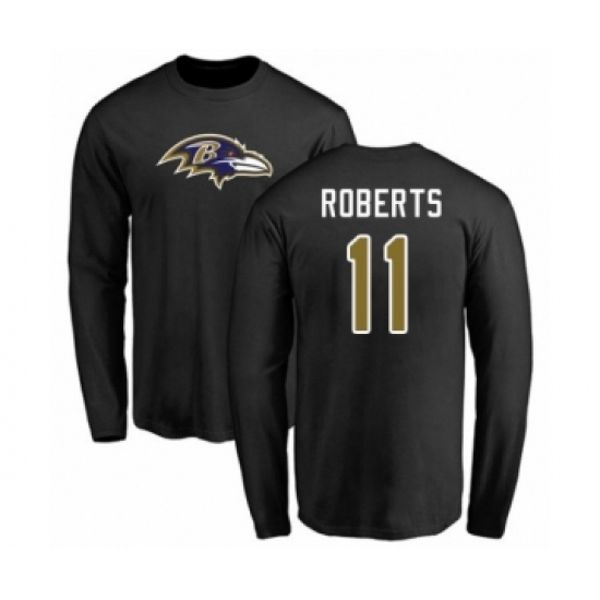Football Baltimore Ravens #11 Seth Roberts Black Name & Number Logo Long Sleeve T-Shirt - Ujersey