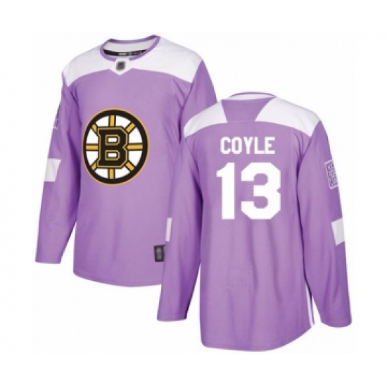 Men's Boston Bruins #13 Charlie Coyle Authentic Purple Fights Cancer Practice Hockey Jersey - Ujersey