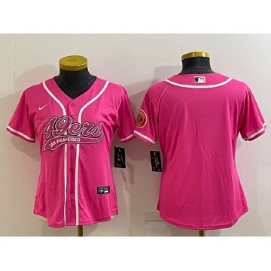 Women's San Francisco 49ers Blank Pink With Patch Cool Base Stitched Baseball Jersey - Ujersey