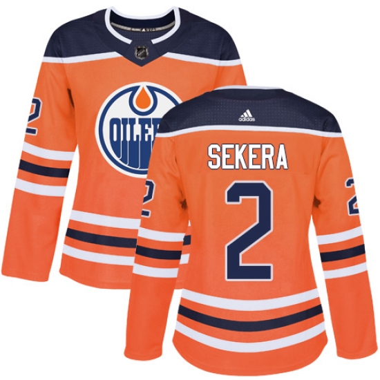Women's Adidas Edmonton Oilers #2 Andrej Sekera Authentic Orange Home NHL Jersey - Ujersey