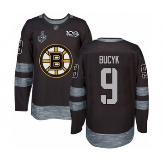 Men's Boston Bruins #9 Johnny Bucyk Authentic Black 1917-2017 100th Anniversary 2019 Stanley Cup Final Bound Hockey Jersey - Ujersey