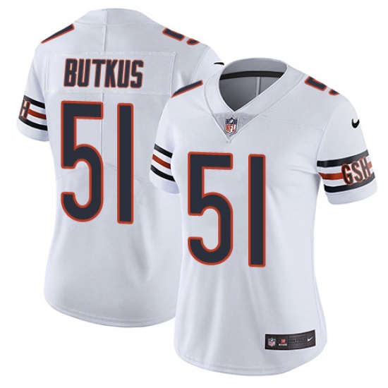 Women's Nike Chicago Bears #51 Dick Butkus White Vapor Untouchable Limited Player NFL Jersey - Ujersey