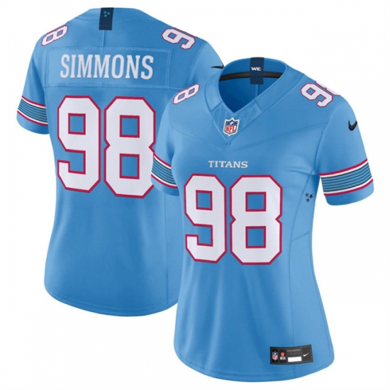 Women's Tennessee Titans #98 Jeffery Simmons Light Blue 2026 F.U.S.E. Vapor Limited Stitched Football Jersey(Run Small) - Ujersey