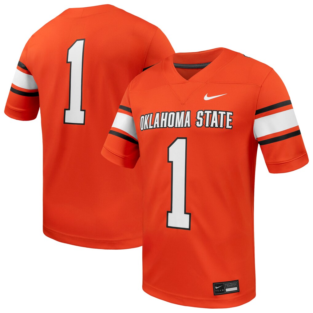 Men's Nike #1 Orange Oklahoma State Cowboys Game Football Jersey - ujerseystore