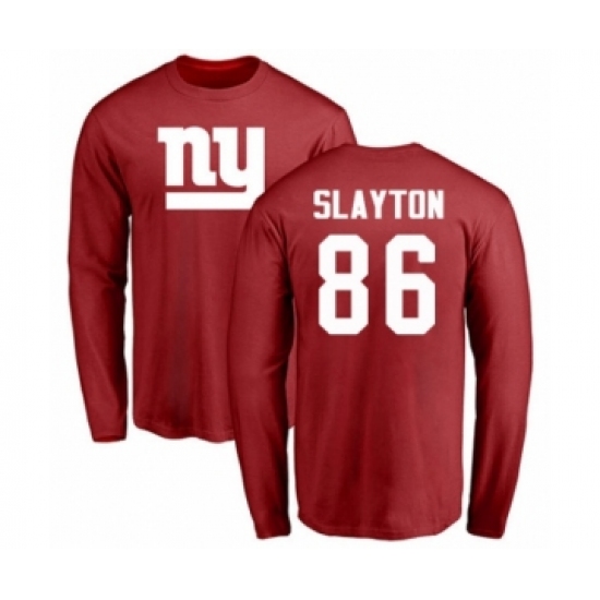 Football New York Giants #86 Darius Slayton Red Name & Number Logo Long Sleeve T-Shirt - Ujersey