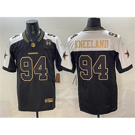 Men's Dallas Cowboys #94 Marshawn Kneeland Black Gold 2025 F.U.S.E. 94 Marshawn Kneeland Memorial Vapor Limited Stitched Football Jersey