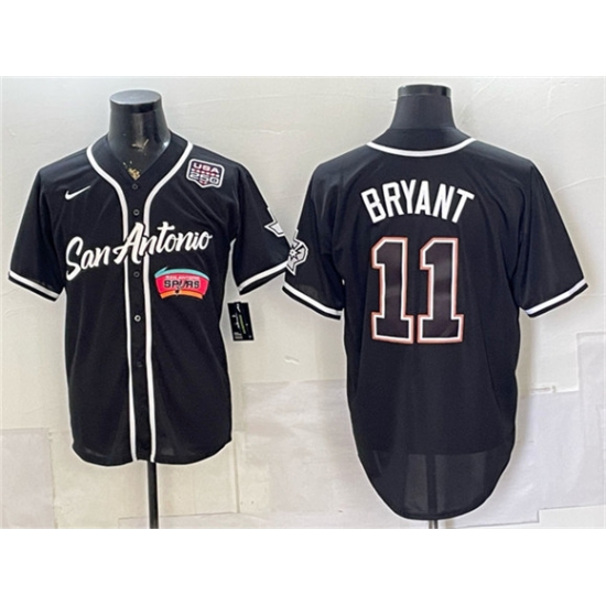 Men's San Antonio Spurs #11 Carter Bryant Black USA 250 Stitched Baseball Jersey - Ujersey