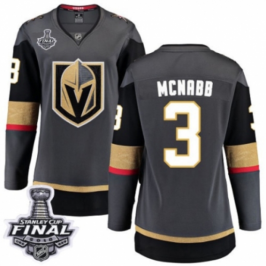 Women's Vegas Golden Knights #3 Brayden McNabb Authentic Black Home Fanatics Branded Breakaway 2018 Stanley Cup Final NHL Jersey - Ujersey