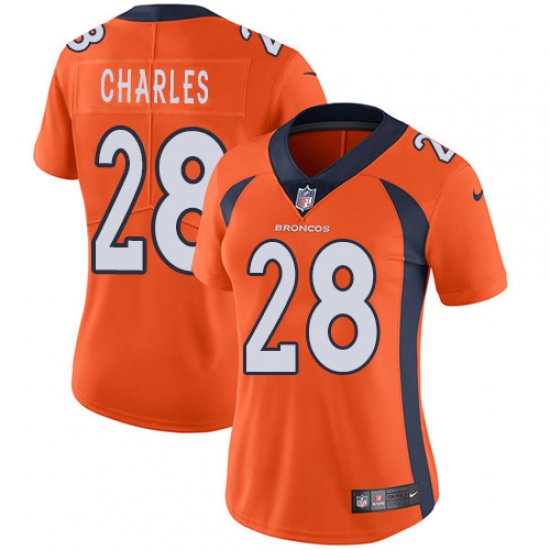 Women's Nike Denver Broncos #28 Jamaal Charles Elite Orange Team Color NFL Jersey - Ujersey