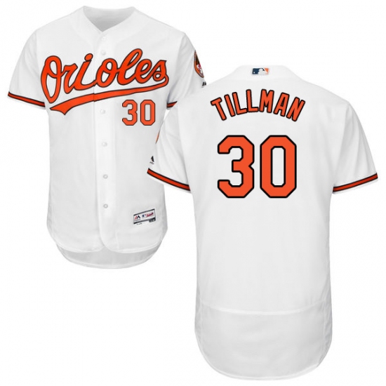 Men's Majestic Baltimore Orioles #30 Chris Tillman White Home Flex Base Authentic Collection MLB Jersey