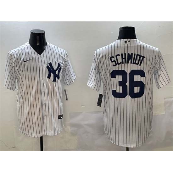 Men's New York Yankees #36 Clarke Schmidt White Cool Base Stitched Baseball Jersey - Ujersey