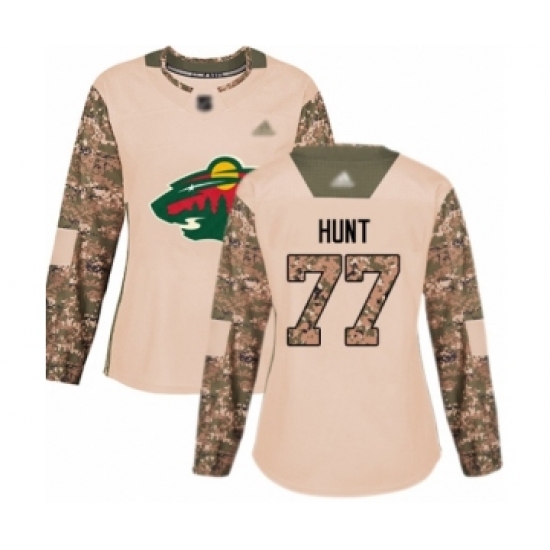 Women's Minnesota Wild #77 Brad Hunt Authentic Camo Veterans Day Practice Hockey Jersey - Ujersey