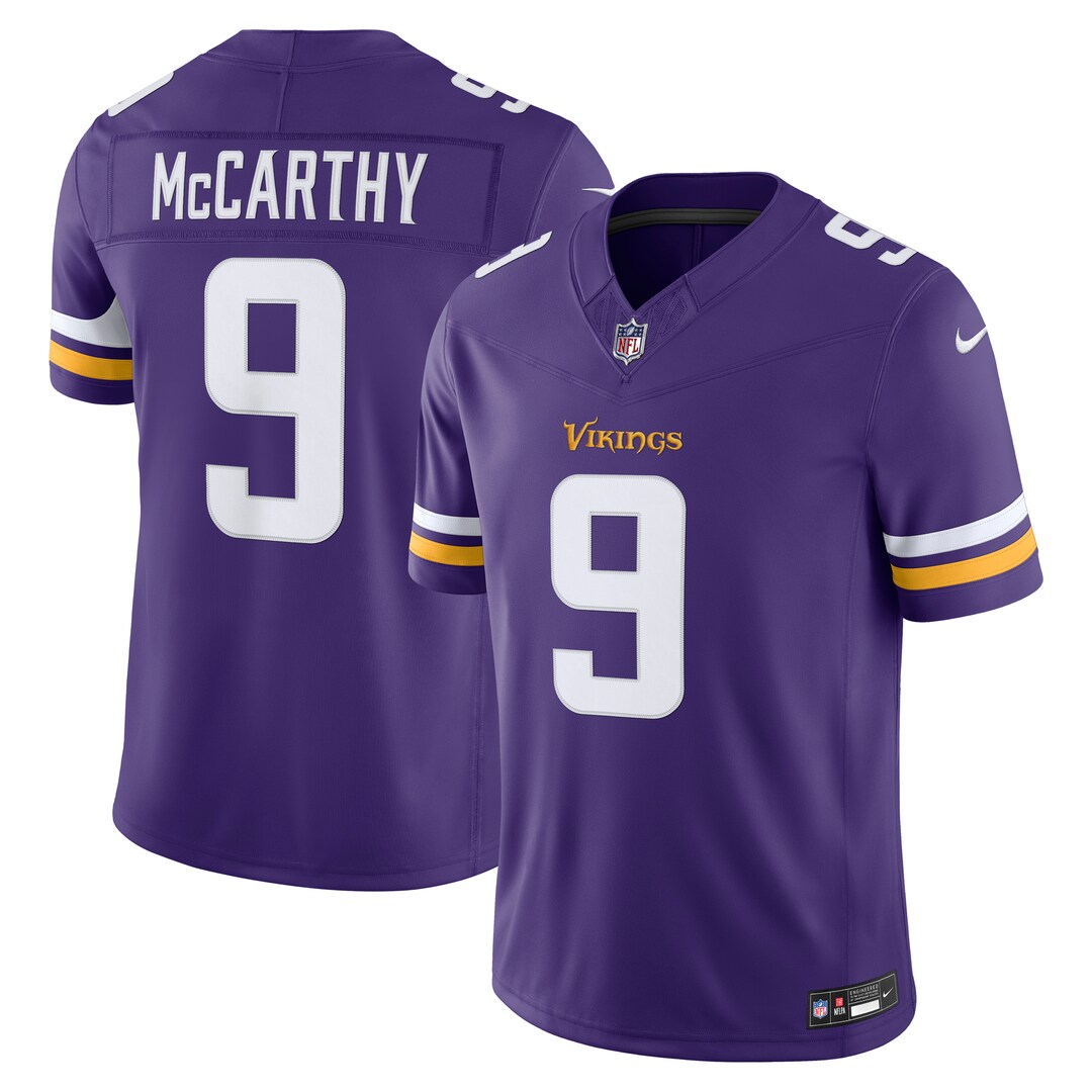 Men's Minnesota Vikings J.J. McCarthy Nike Purple Team Vapor F.U.S.E. Stitched Limited Jersey - Ujersey