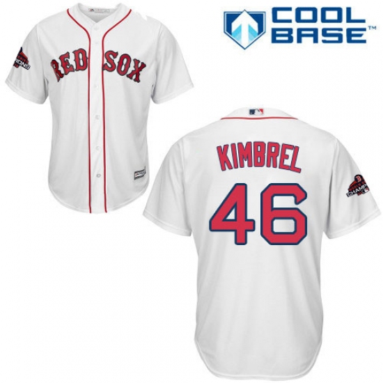 Youth Majestic Boston Red Sox #46 Craig Kimbrel Authentic White Home Cool Base 2018 World Series Champions MLB Jersey - Ujersey