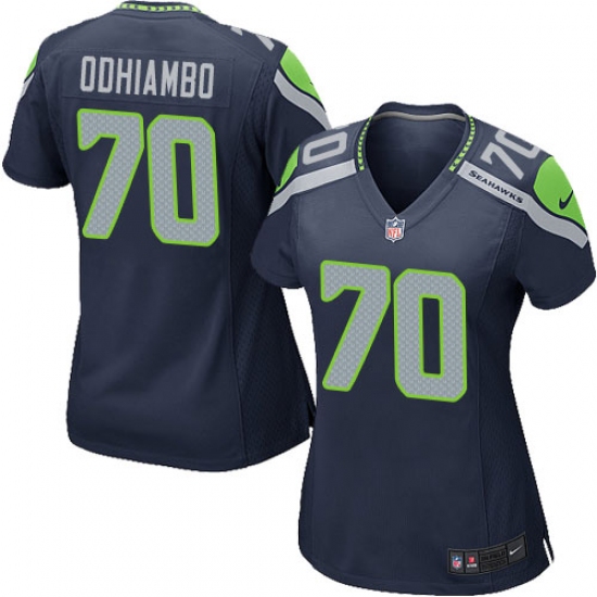 Women's Nike Seattle Seahawks #70 Rees Odhiambo Game Steel Blue Team Color NFL Jersey - Ujersey