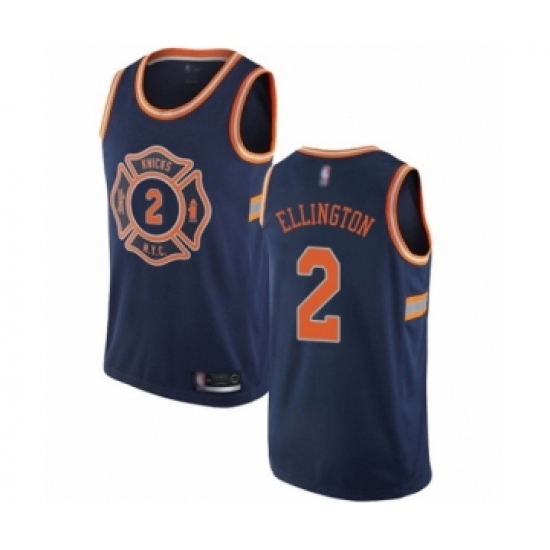 Youth New York Knicks #2 Wayne Ellington Swingman Navy Blue Basketball Jersey - City Edition - Ujersey