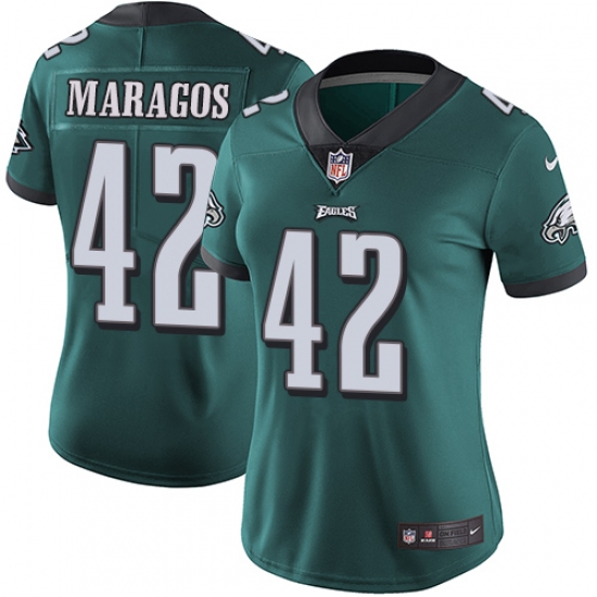Women's Nike Philadelphia Eagles #42 Chris Maragos Midnight Green Team Color Vapor Untouchable Limited Player NFL Jersey - Ujersey