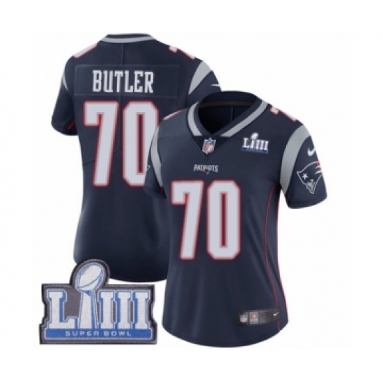 Women's Nike New England Patriots #70 Adam Butler Navy Blue Team Color Vapor Untouchable Limited Player Super Bowl LIII Bound NFL Jersey - Ujersey