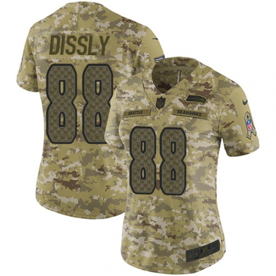 Women's Nike Seattle Seahawks #88 Will Dissly Limited Camo 2018 Salute to Service NFL Jersey - Ujersey