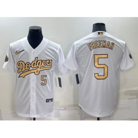 Men's Los Angeles Dodgers #5 Freddie Freeman Number White 2022 All Star Stitched Cool Base Nike Jersey - Ujersey