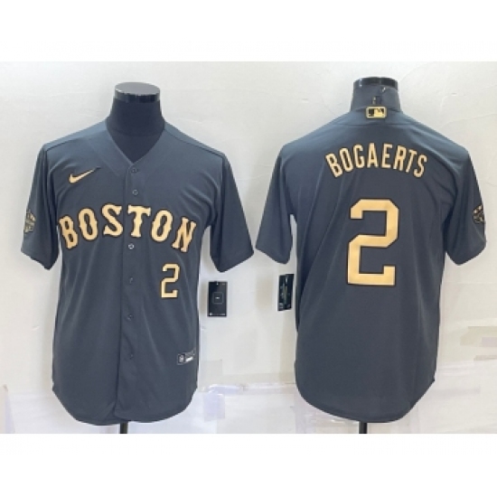 Men's Boston Red Sox #2 Xander Bogaerts Number Grey 2022 All Star Stitched Cool Base Nike Jersey - Ujersey