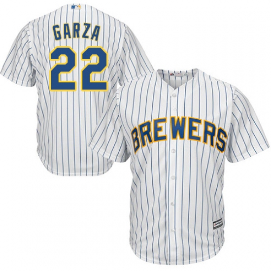 Men's Majestic Milwaukee Brewers #22 Matt Garza Replica White Alternate Cool Base MLB Jersey - Ujersey