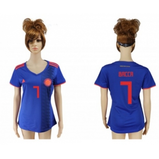 Women's Colombia #7 Bacca Away Soccer Country Jersey
