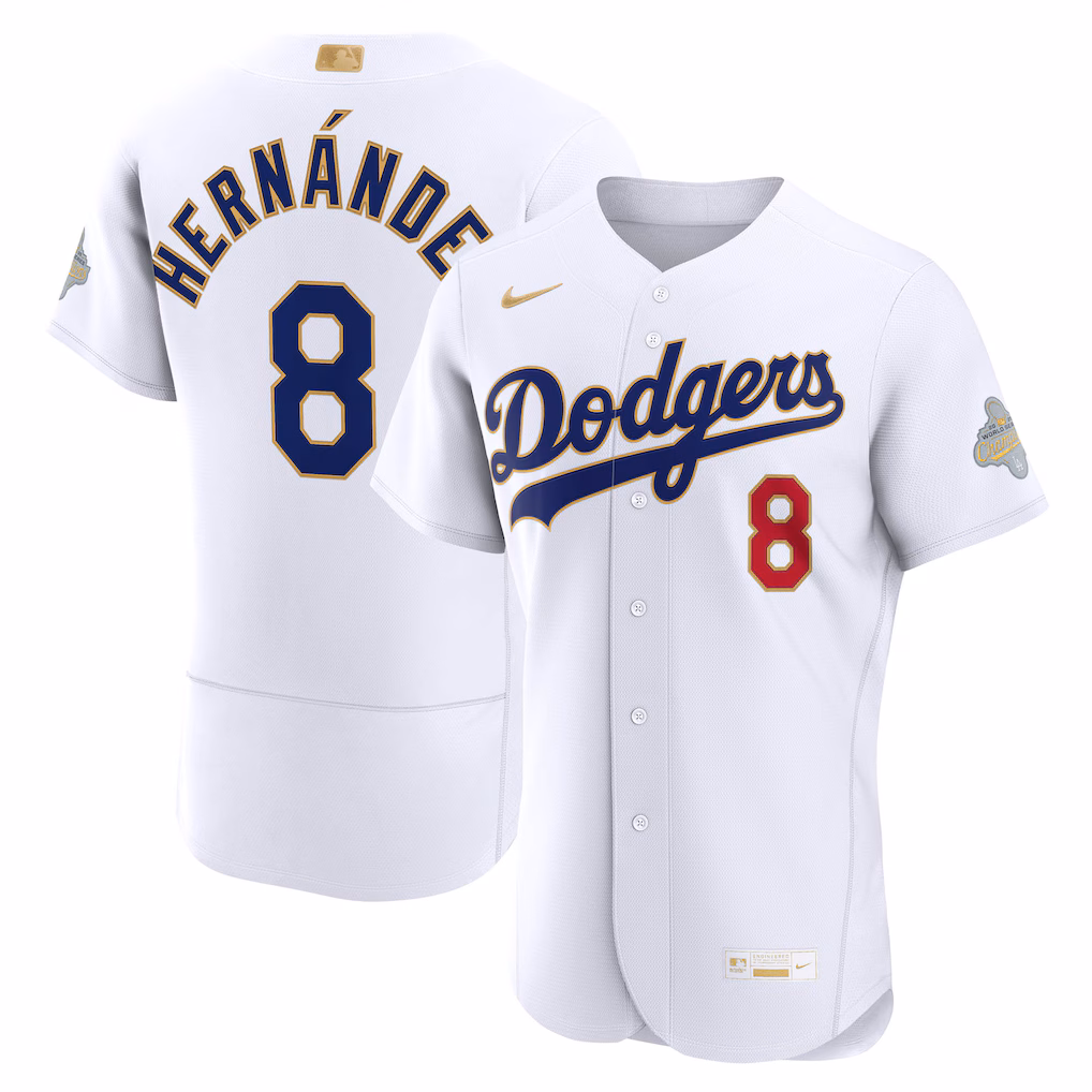 Men's Los Angeles Dodgers Enrique Hernández Nike White 2026 Gold Collection Authentic Jersey