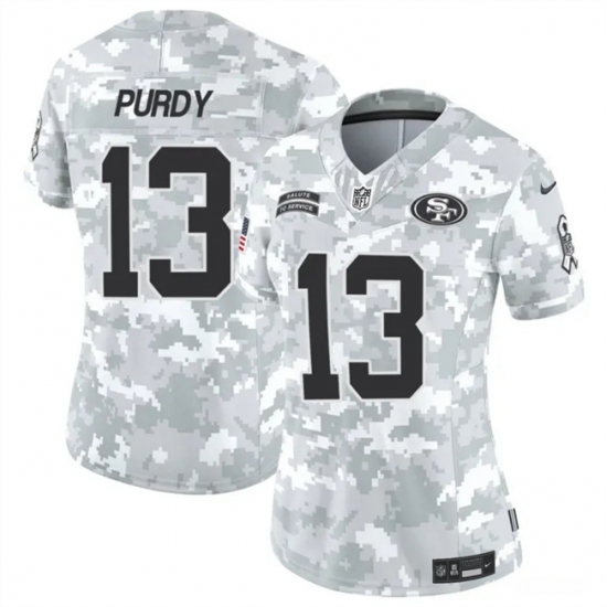 Women's San Francisco 49ers #13 Brock Purdy 2024 F.U.S.E Arctic Camo Salute To Service Limited Stitched Jersey(Run Small) - Ujersey