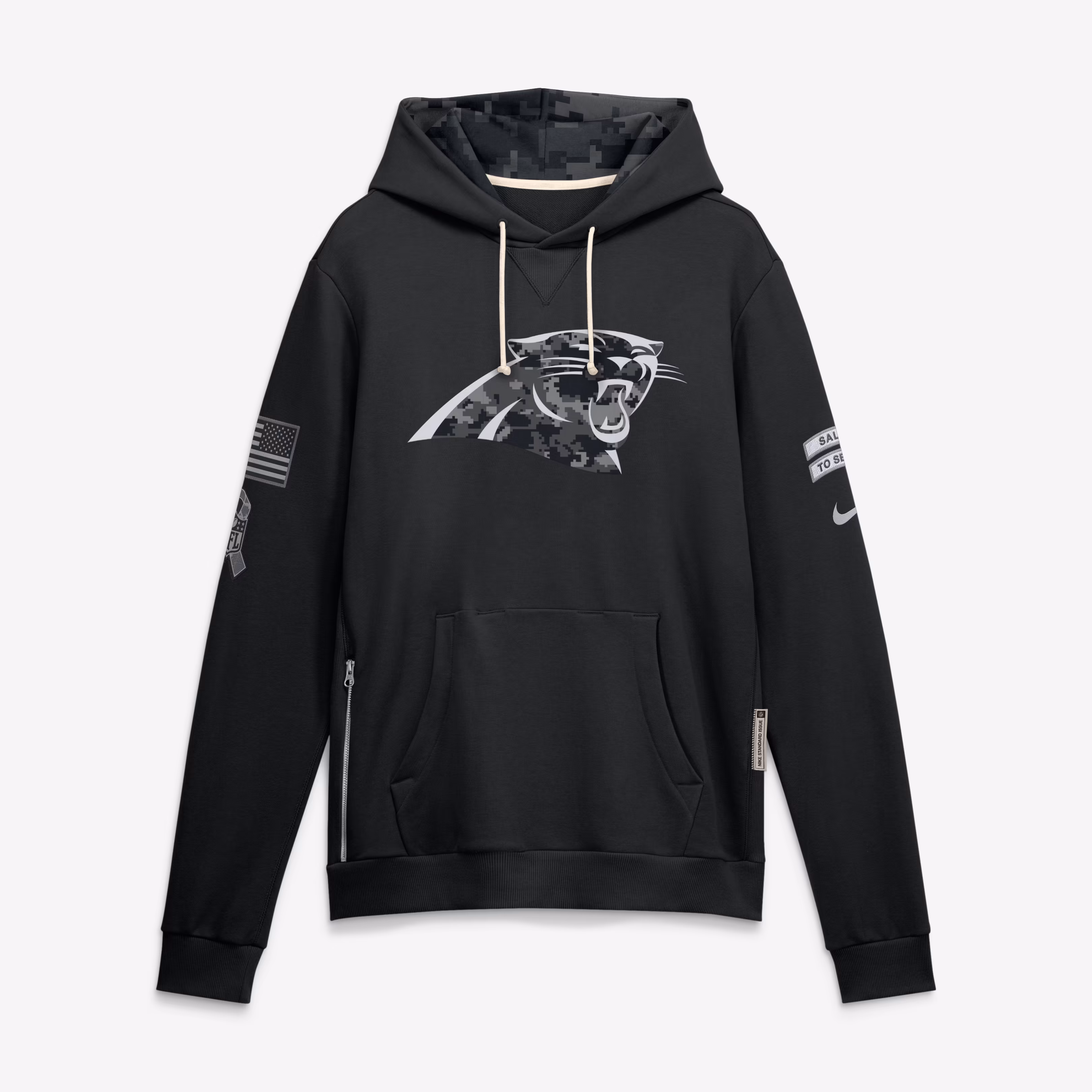 Men's Carolina Panthers  Nike Black 2026 Salute to Service Sideline Dri-FIT Pullover Hoodie - Ujersey