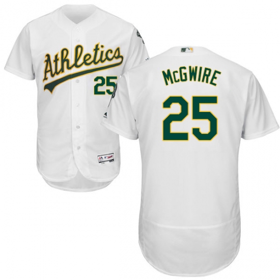 Men's Majestic Oakland Athletics #25 Mark McGwire White Home Flex Base Authentic Collection MLB Jersey - Ujersey