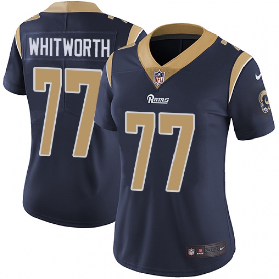 Women's Nike Los Angeles Rams #77 Andrew Whitworth Elite Navy Blue Team Color NFL Jersey - Ujersey