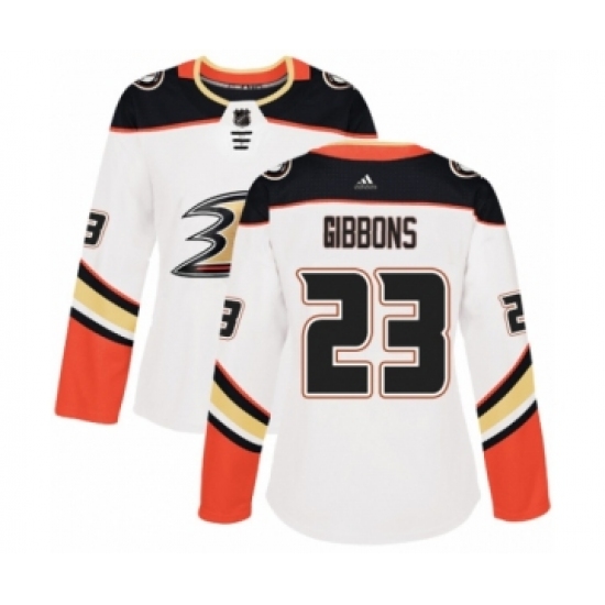 Women's Adidas Anaheim Ducks #23 Brian Gibbons Authentic White Away NHL Jersey - Ujersey